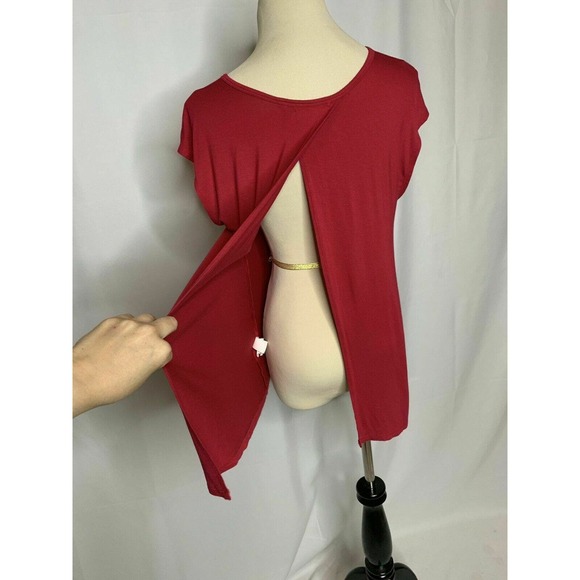 Gap Strawberry Cap Sleeve Scoop Neck Open Flap Back T Shirt Top Sz Small - Picture 5 of 9